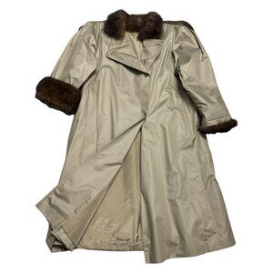 GENUINE FUR Vintage 80s Lady Western Retro Business Casual Trench Coat 2XL